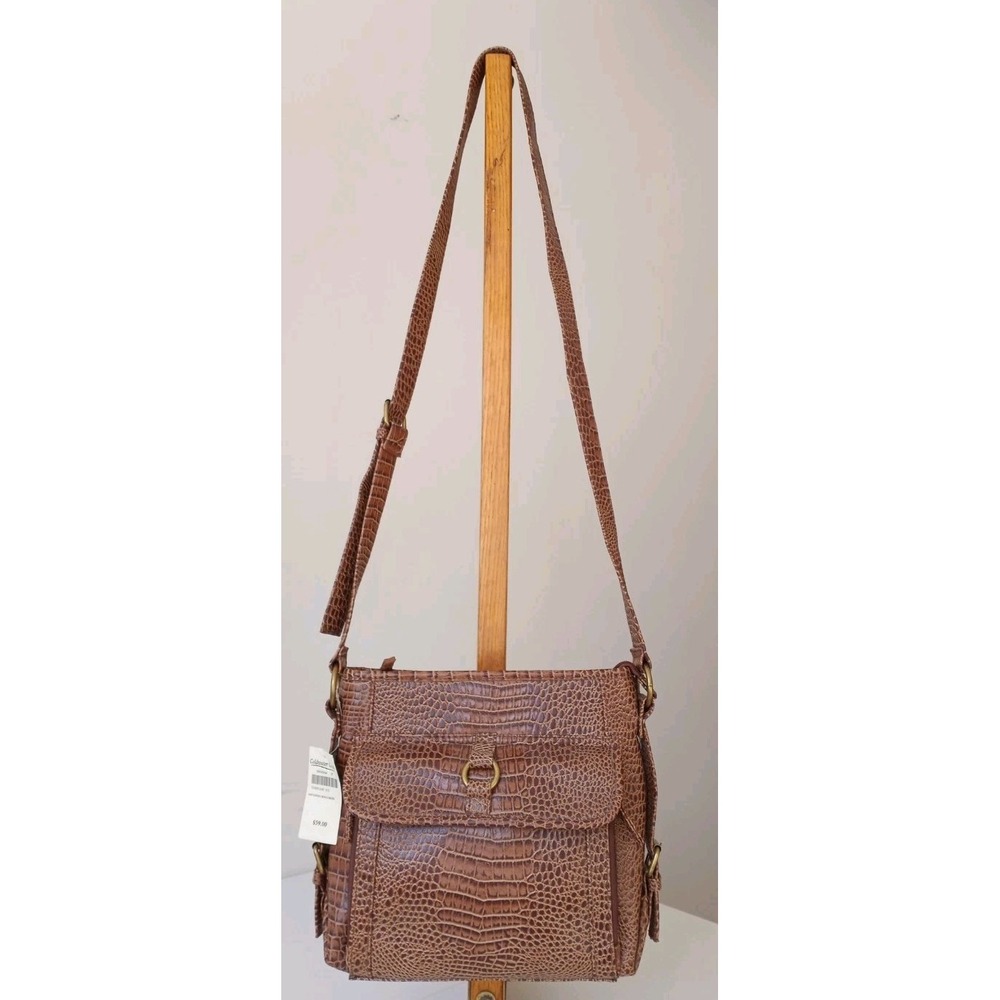 Coldwater Creek Brown Faux Crocodile Leather Purse Shoulder Bag Crossbody Sophie